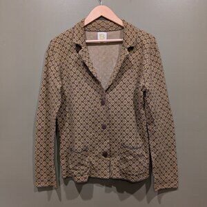 BENSIMON V-Neck Cardigan Wmns Large Knit Blazer Button Collar Cotton Medallion